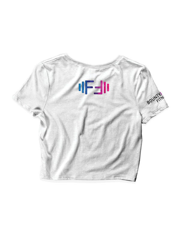 Ladies White Crop Tops - Flagship - Bounty Female Fitness - AMRAP INDUSTRIES