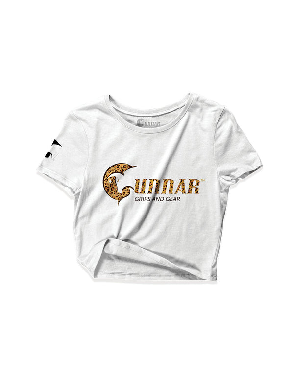 Ladies White Crop Tops - Leopard - Gunnar - AMRAP INDUSTRIES