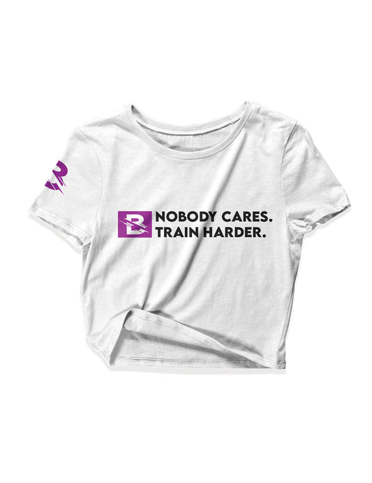 Ladies White Crop Tops - Nobody Cares - Bounty - AMRAP INDUSTRIES