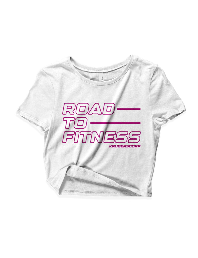 Ladies White Crop Tops - Road to Fitness - RTF CF - AMRAP INDUSTRIES