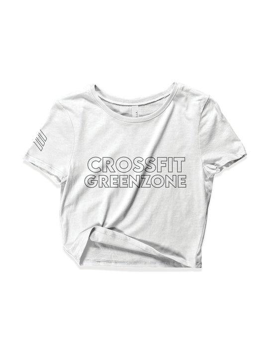 Ladies White Crop Tops - SA Flag - Greenzone - AMRAP INDUSTRIES