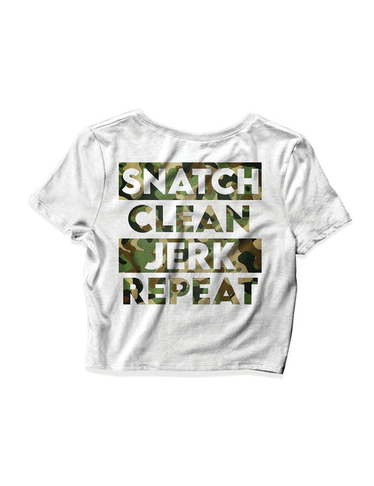 Ladies White Crop Tops - Snatch - Greenzone - AMRAP INDUSTRIES