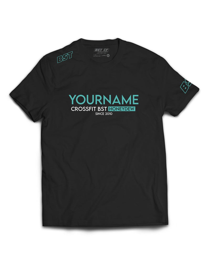 Universal Black Premium Tee - YOUR NAME BST Turquoise - Crossfit BST - AMRAP INDUSTRIES