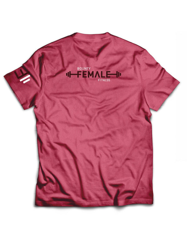 Universal Burgundy Melange Premium Tee - Bounty Female Fitness White - AMRAP INDUSTRIES