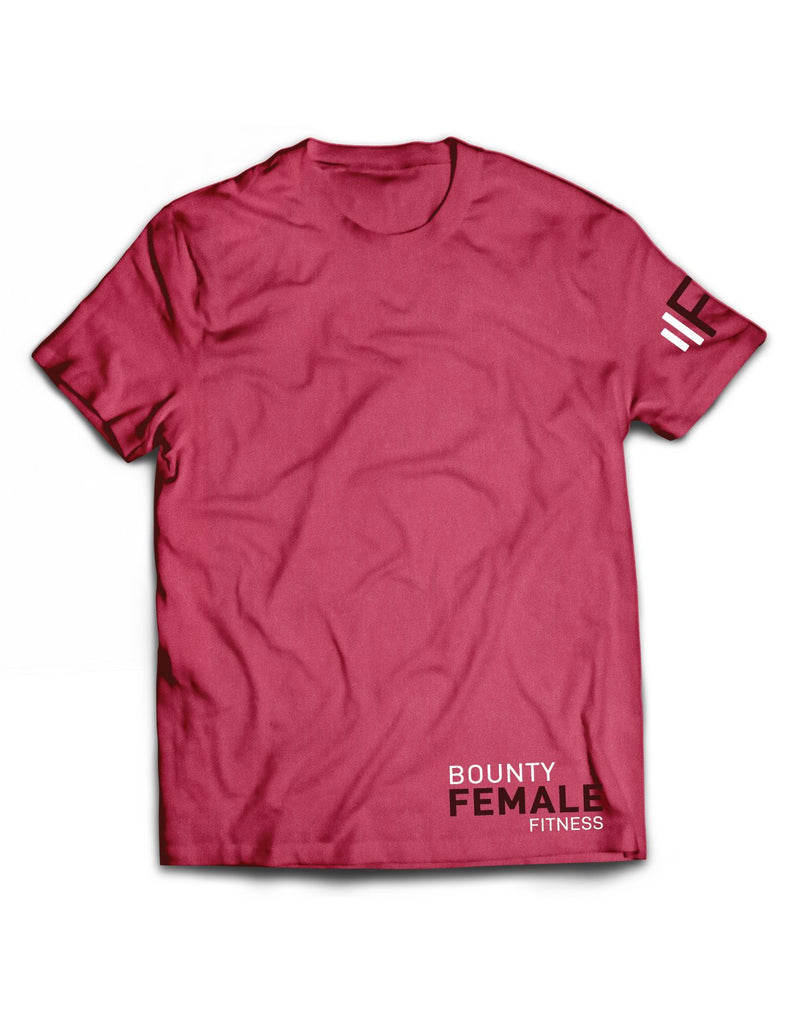 Universal Burgundy Melange Premium Tee - Bounty Female Fitness White - AMRAP INDUSTRIES