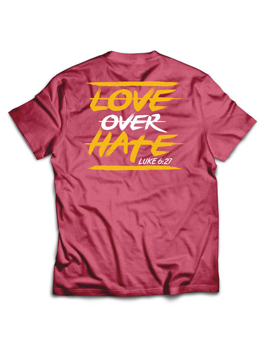 Universal Burgundy Melange Premium Tee - Love over Hate - Grip and Rip - AMRAP INDUSTRIES