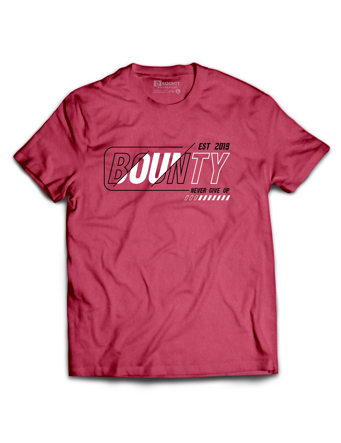 Universal Burgundy Melange Premium Tee - Never Give Up - Bounty - AMRAP INDUSTRIES