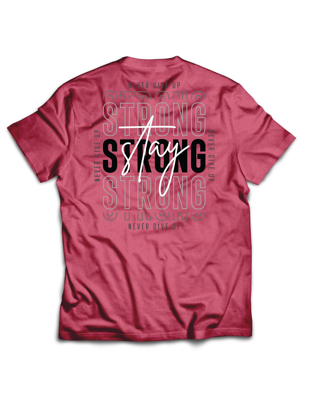 Universal Burgundy Melange Premium Tee - Never Give Up - Bounty - AMRAP INDUSTRIES