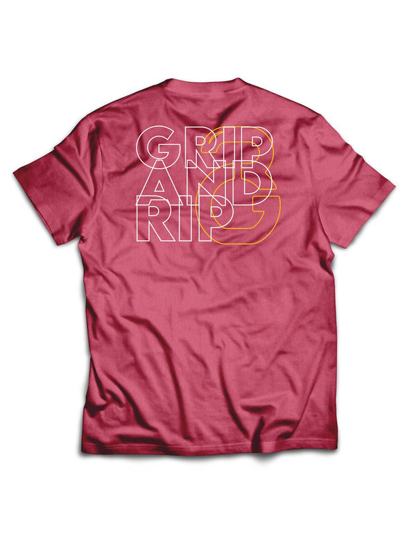 Universal Burgundy Melange Premium Tee - Outlined - Grip and Rip - AMRAP INDUSTRIES