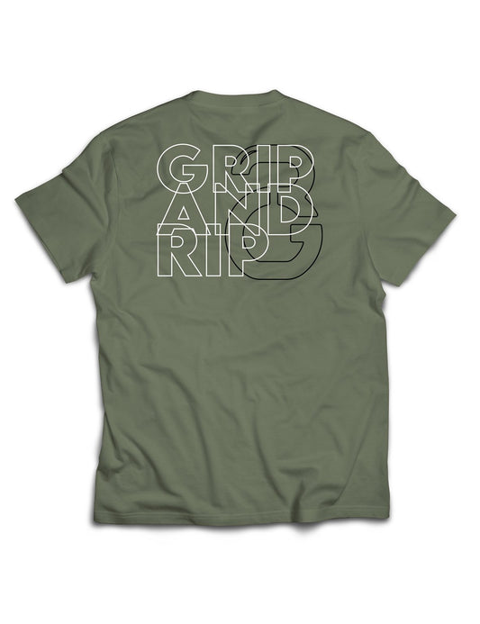 Universal Khaki Premium Tee - Outlined - Grip and Rip - AMRAP INDUSTRIES