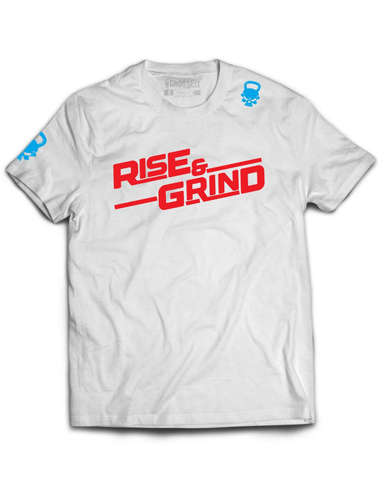 Universal White Premium Tee - Rise and Grind - RAG - AMRAP INDUSTRIES